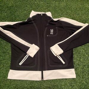 Vintage Nike retro black white crop track jacket 90s windbreaker Med silver tag